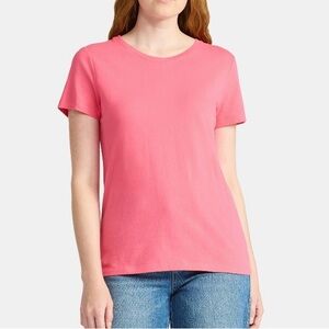 Time and Tru Women’s Pink Relaxed Fit, Short Sleeve, Crewneck Tee Size M (8-10)